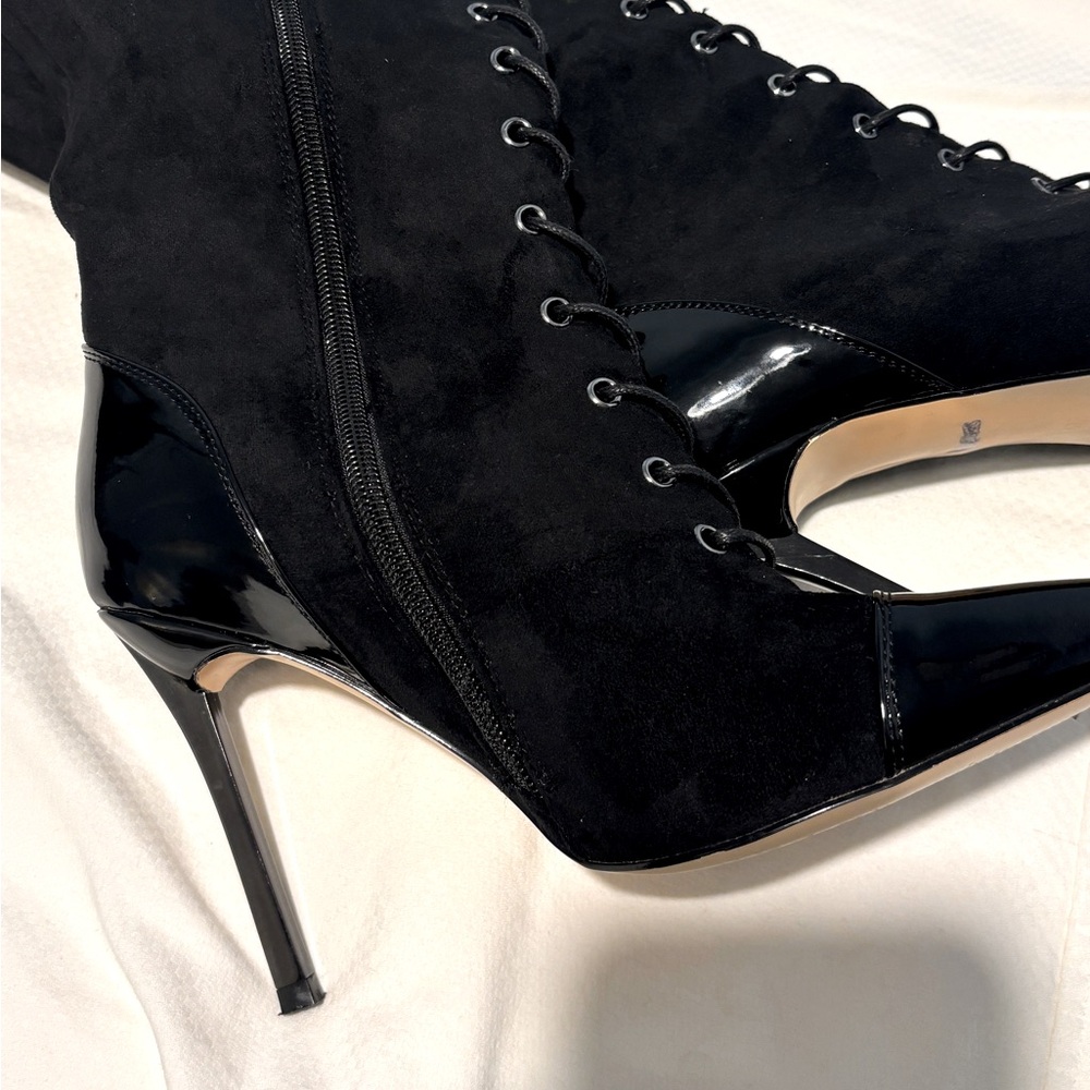 Faux suede heel boots